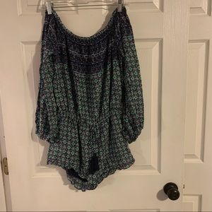 Printed off shoulder romper